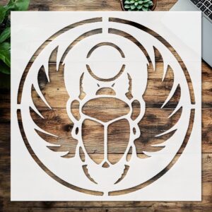 Stencil Egyptian Scarub Design, Plastic Reusable, Reusable Plastic, L x W, for DIY Crafts and Home Decor