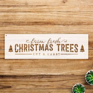 Farm Fresh Christmas Trees Stencil Pattern for Walls and Crafts, Reusable Mylar Template, Ideal for Holiday Decor and Art Projects - Size A4 ()