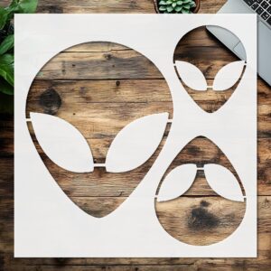 Stencil Alien Head Design, Plastic Reusable, Reusable Plastic, L x W, for DIY Crafts and Home Decor