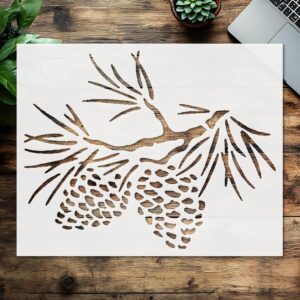 Pinecone Tree Branch Stencil - Custom Cut Reusable Stencil Drawing Template
