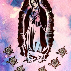 Blessed Virgin Mary with Roses Stencil/Template, Reusable 10 mil Mylar, for DIY Art & Craft, Scrapbooking, Wall Painting