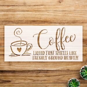 Coffee Stencil Pattern for Walls and Surfaces, Reusable Mylar Template, Ideal for Kitchen and bar Decor, Perfect for Caffeine Lovers and Artistic DIY Projects - Size A4 ()