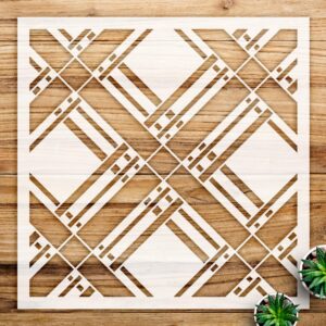 Diagonal Plaid Pattern Stencil for Walls and Crafts, Reusable Mylar Template, Ideal for Home Decor and DIY Projects - Size A1 ()