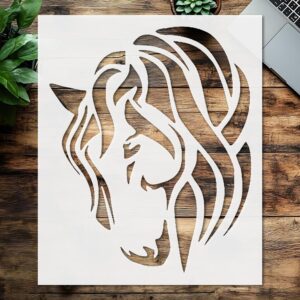 Stencil Horse with a Beautiful Mane, Plastic Reusable, Reusable Plastic, L x W, for DIY Crafts and Home Decor