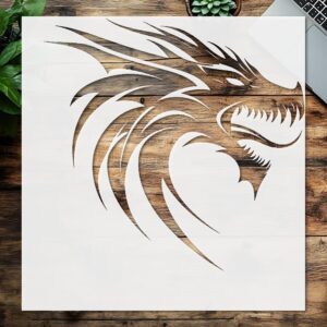 Reusable Stencil, Silhouette Dragon Head Design, , Perfect for Painting and Craft Projects