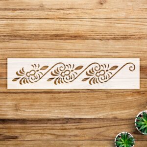 Floral Ornamental Border Stencil Pattern for Walls and Crafts, Seamless Design for Home Decor, DIY Projects on Wood and More - Size A2 ()