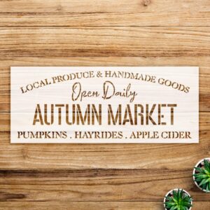 Autumn Farmers Market Stencil Pattern for Wood and Walls, Reusable Mylar Template, Ideal for DIY Crafts and Rustic Home Decor - Size A4 ()