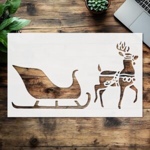 Stencil Reindeer Design, Plastic Reusable, Reusable Plastic, L x W, for DIY Crafts and Home Decor