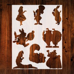 STENCILAIR Alice in Wonderland Custom Stencil, 8.5'' x 11'' for Themed Art, Crafts & DIY Projects
