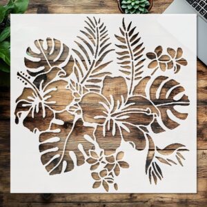 Tropical Hibiscus Flower Stencil, , Reusable Plastic Template for Painting, Hawaiian Design