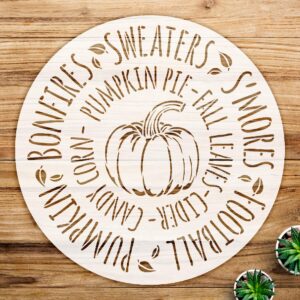 Fall Word Art Stencil with Pumpkin and Leaves for Walls and Crafts, Reusable Mylar Template, Ideal for Home Decor and Seasonal Projects - Size A1 ()