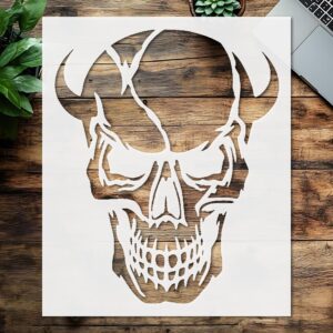 Stencil Skull with Horns, Plastic Reusable, Reusable Plastic, L x W, for DIY Crafts and Home Decor
