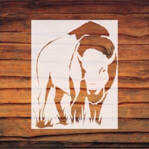 Generic Bison Buffalo Stencil, Reusable Plastic Template, 6x8 Inch, Durable for Crafting and Home Decor, White