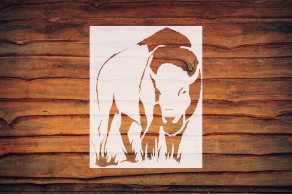 Generic Bison Buffalo Stencil, Reusable Plastic Template, 6x8 Inch, Durable for Crafting and Home Decor, White