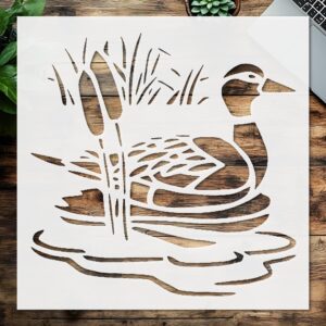 Stencil Duck Lake Reeds, Plastic Reusable, Reusable Plastic, L x W, for DIY Crafts and Home Decor