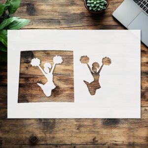 4" Cheerleader Reusable Mylar Stencil - Crafting Inspiration - DIY Art Crafts Wall Stencils DIYStencils Decorative Templates Reusable Stencils for Crafts Art Drawing Painting Supplies