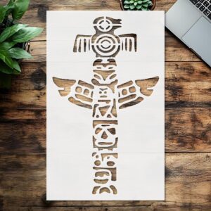 Stencil Totem Pole, Plastic Reusable, Reusable Plastic, L x W, for DIY Crafts and Home Decor