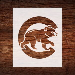 STENCILAIR Reusable Chicago Cubs with Bear Cub Stencil 8.5"" x 11"" - Custom Sports Team Art Design for Crafting