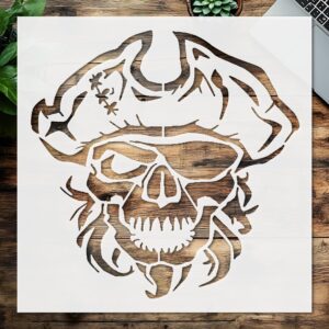 Stencil Skull Pirate, Plastic Reusable, Reusable Plastic, L x W, for DIY Crafts and Home Decor