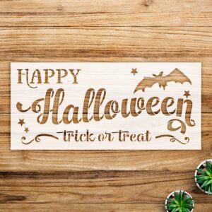 Happy Halloween bat Stencil for Home Decor and Craft Projects, Reusable Template for Painting Wood Signs and Seasonal Decorations - Size A2 ()