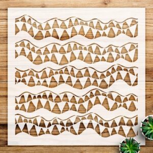 Abstract Triangle Wave Stencil Pattern for Walls and Crafts, Reusable Mylar Template, Ideal for DIY Boho Home Decor and Art Projects - Size A4 ()