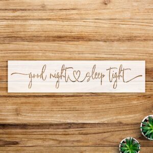 Good Night Sleep Tight Script Stencil for Walls and Crafts, Heart Design, Ideal for DIY Bedroom Decor and Painting Projects - Size A4 ()