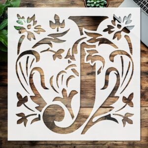 Stencil Large Letter J with Patterns Design, Plastic Reusable, Reusable Plastic, L x W, for DIY Crafts and Home Decor