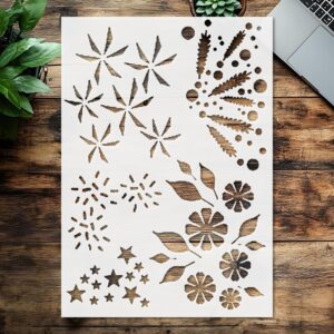Decorative Floral and Star Pattern Stencil, , White