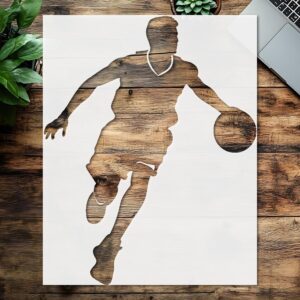 Basketball Player Silhouette Stencil, , Reusable Painting Template, Ideal for Crafts and Home Decor