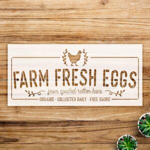 Fresh Eggs Stencil Pattern for Wood and Wall Decor, Reusable Mylar Template, Ideal for Farmhouse Style Crafts and DIY Projects - Size A3 ()