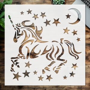 Stencil Unicorn Stars Moon, Plastic Reusable, Reusable Plastic, L x W, for DIY Crafts and Home Decor