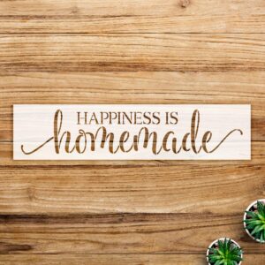 Happiness Homemade Stencil for Kitchen Decor, Inspirational Quote Design, Perfect for DIY Crafts and Painting on Wood and Walls - Size A4 ()
