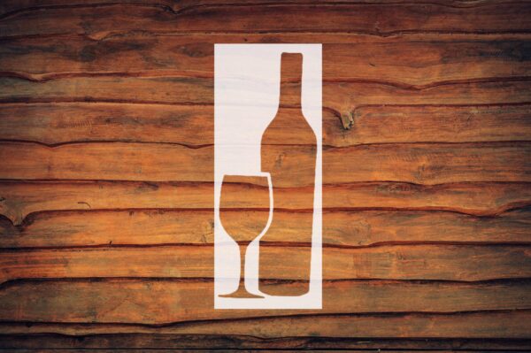 Generic Wine Bottle & Glass Stencil - Reusable Custom Cut Template for Airbrush, Painting & Drawing - DIY Sign Supplies, 4x10 Inch, White