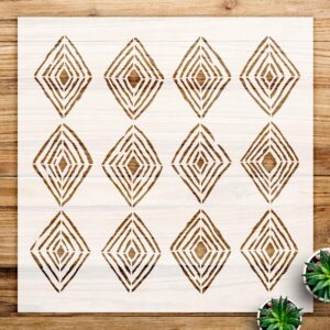 Diamond Checkered Pattern Stencil for Walls and Crafts, Reusable Mylar Template, Ideal for Home Decor and Art Projects - Size A3 ()