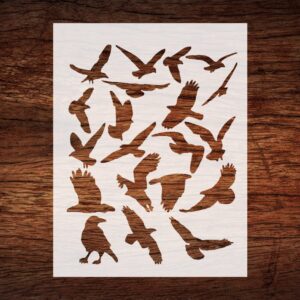 Reusable Birds Stencil 8.5" x 11" - Custom Crow, Seagull, Eagle Design for Nature-Inspired Crafts