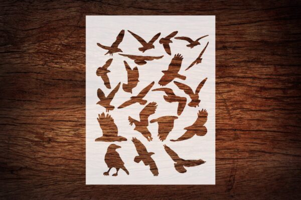 Reusable Birds Stencil 8.5" x 11" - Custom Crow, Seagull, Eagle Design for Nature-Inspired Crafts