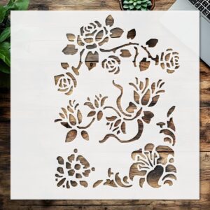 Floral Design Reusable Stencil, , Decorative Rose Pattern for Shabby Chic Home Decor