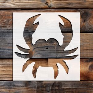 Generic Crab Stencil, 4-Inch, Reusable Plastic, Marine-Themed Crafting and Home Decor, DIY Coastal Projects, White