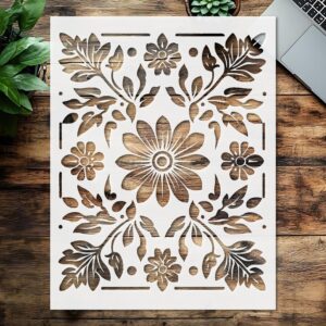 Floral Symmetrical Patterns Stencil, , Reusable, Ideal for Painting and Craft Projects