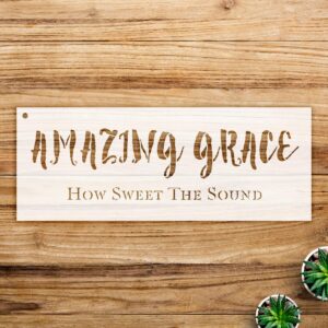 Amazing Grace Stencil Pattern for Wood Signs and Crafts, Reusable Mylar Template, Ideal for Home Decor and Artistic Projects - Size A4 ()