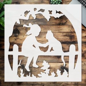Stencil Girl and Kitten, Plastic Reusable, Reusable Plastic, L x W, for DIY Crafts and Home Decor
