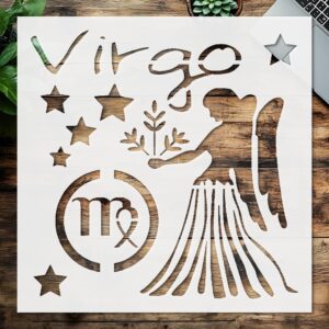 Stencil Zodiac Virgo, Plastic Reusable, Reusable Plastic, L x W, for DIY Crafts and Home Decor