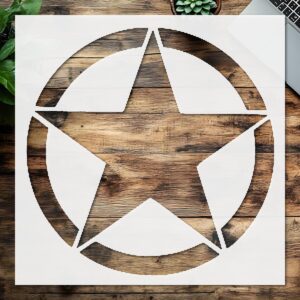 Military Star Circle Stencil Template, , Reusable Mylar for DIY Patriotic Wall Art, Wood Signs