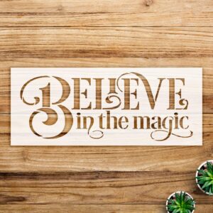 Believe in The Magic Stencil Pattern for Holiday Crafts and Home Decor, Reusable Mylar Template for Wood, Walls, and Winter Projects - Size A1 ()