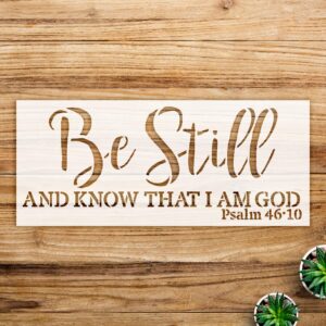 Be Still and Know i am god Stencil Pattern for Walls and Crafts, Reusable Mylar Template, Ideal for Home Decor and Artistic Projects, Includes Dome Brush Set - Size A2 ()
