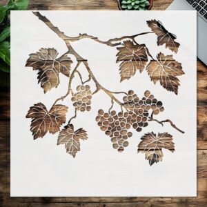 Decorative Grape Vine Silhouette Stencil, , Reusable Design with Leaves for Painting and Craft Projects