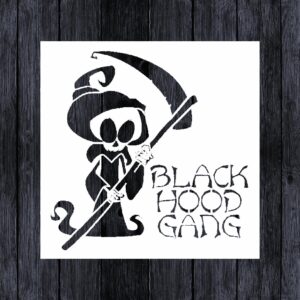 Cartoon Grim Reaper Stencil - Fun and Whimsical Design for Creative Crafting - Durable Stencil Sheet