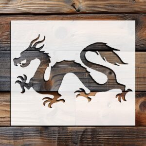 Chinese Dragon Stencil for Painting, 4-Inch, Reusable Plastic, Mythical Creature Crafting and Home Decor, DIY Art Projects