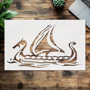 Stencil Viking Ship, Plastic Reusable, Reusable Plastic, L x W, for DIY Crafts and Home Decor