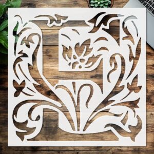 Stencil Large Letter E with Patterns, Plastic Reusable, Reusable Plastic, L x W, for DIY Crafts and Home Decor
